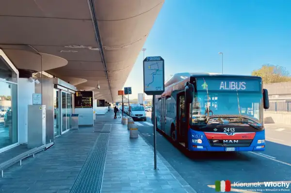 Autobus Alibus na lotnisku, idealny, by dowiedzieć się, jak dojechać z Katanii do Syrakuz.